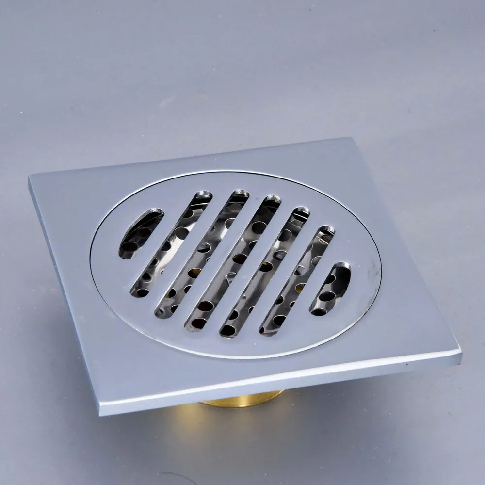 

Polished Chrome Brass Toilet Square Insert Tile Shower Floor Drain 10*10cm Anti-odor Water Drain Filter 2hr092