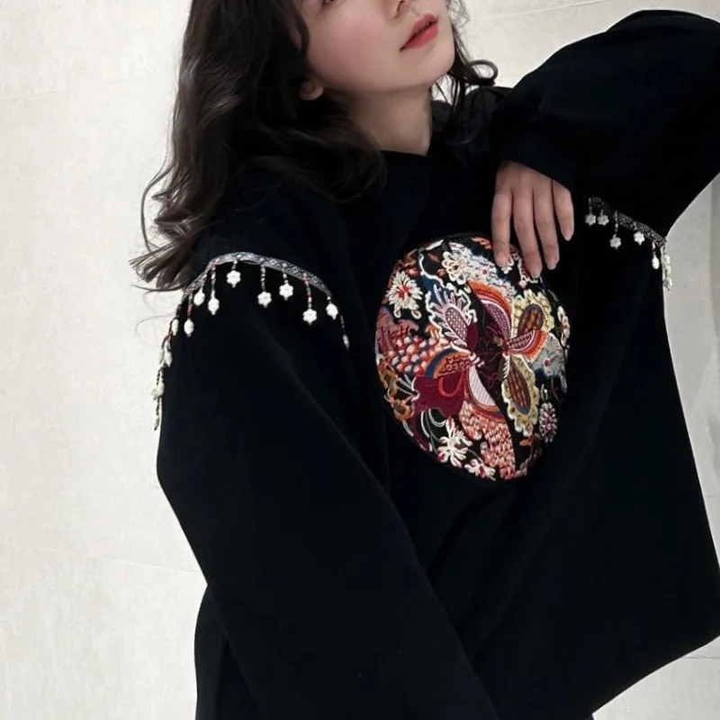 Women's Autumn Winter New Fashionable Elegant Round Neck Pullover Long Sleeved Hoodie Casual Versatile Stylish Comfortable Tops