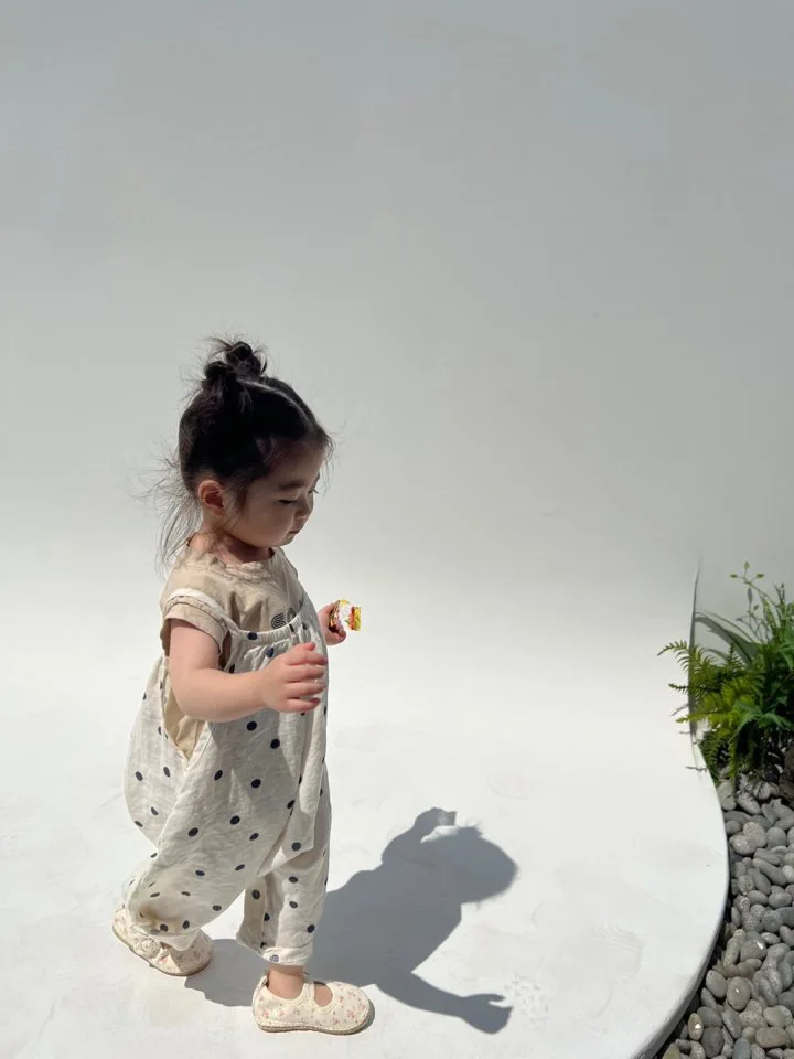 2025 Summer New Girls Loose Overalls Versatile Kids Sling Trouser Baby Dot Print Jumpsuit Toddler Casual Pants Children Clothes