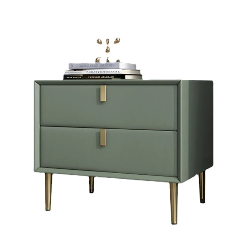 

ZL Storage Complete Bedside Table Leather Simple Cabinet Green Storage Cabinet