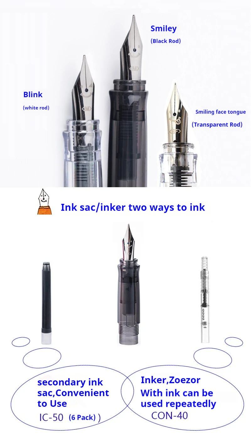 Pilot Kakuno Limited Edition transparenter Füllfederhalter, F/M-Feder, lustiges Smile-Design für Kinder, Anfänger, Schreiben, Üben, Kalligraphie – Detail 6