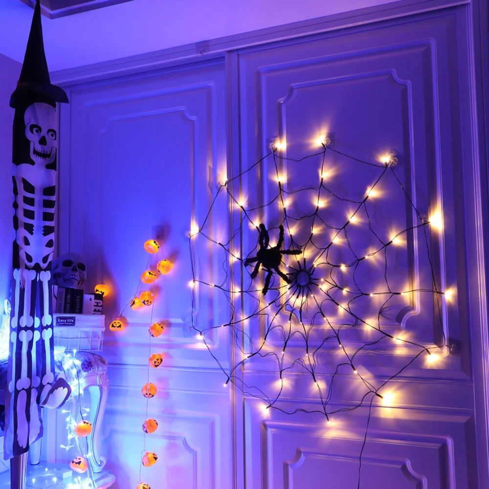 100cm Diameter LED Spider Web Light Halloween Funny Room Wall Net Decorative  Atmosphere Arrangement Light String - AliExpress