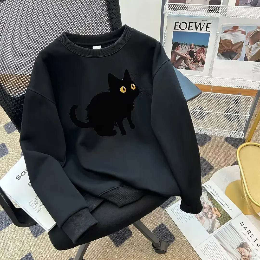 2023 Spring and Autumn New Round Neck Hoodie Women Plus Size Fat Mm Chubby Design Loose Top Winter Couple Plus Size Sweatshirts