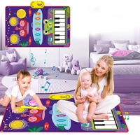 2 in 1 Piano Mat for Kids Keyboard & Jazz Drum Musical Mat Touch Play Carpet Baby Toddlers Music Instrument Montessori Toys Gift 2