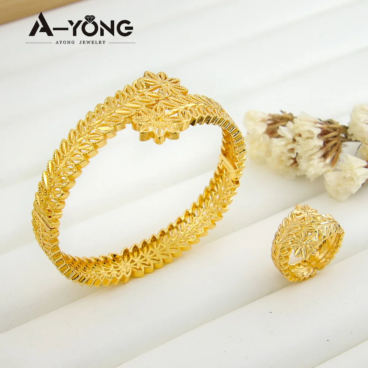 Luxus Arabisch Vergoldet Münzen Armband Ring Set 21k Gold Farbe Türkische Braut Einfache Manschette Armreifen Dubai Hochzeit Party schmuck – Detail 10