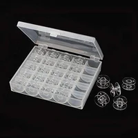 OZXHIXU AA7650 25Pcs Clear Plastic Sewing Machine Bobbins Spools & Storage Box