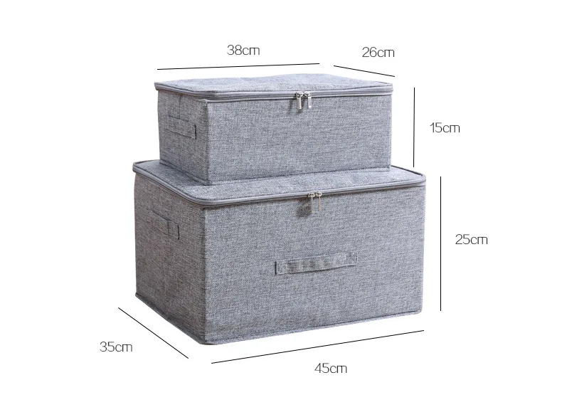 Cotton and Linen Storage Box Zipper Storage and Organization Box Fabric Covered Storage Box Folding and Sealing Box Underwear St 6