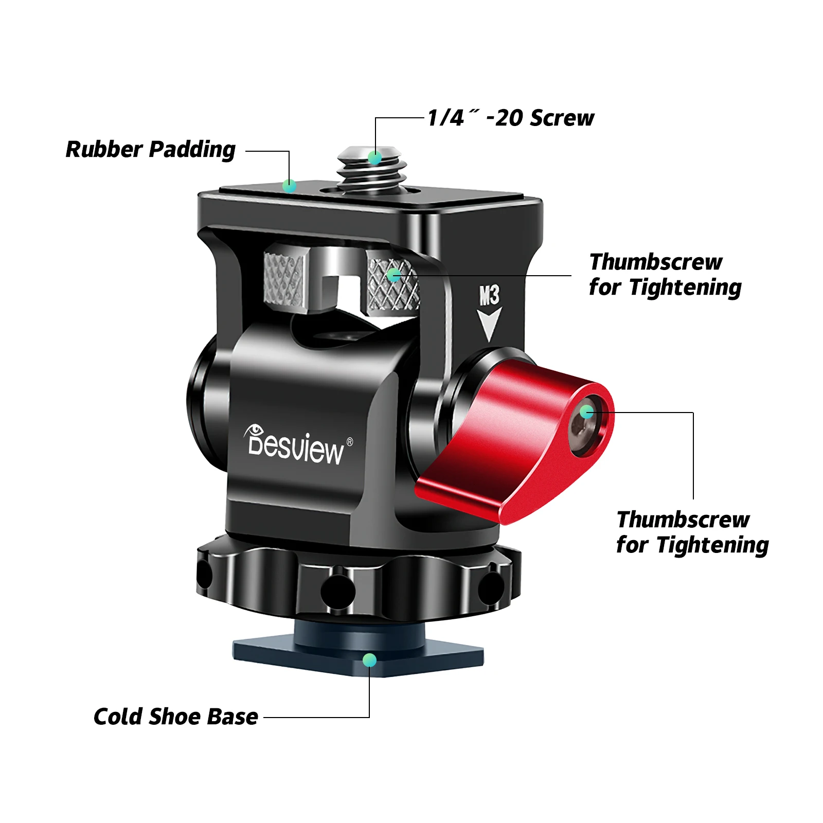 Cold Shoe Bracket Camera Monitor Mount Swivel 360&deg; and Tilt 180&deg; Adjustable Field Monitor Mount Holder Cold Shoe monitor mount adapter