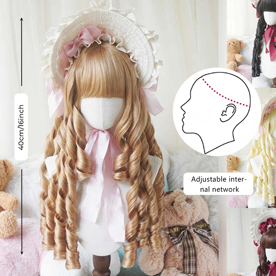 Synthetic Pink Blonde Black Curly Wig for Women Cosplay