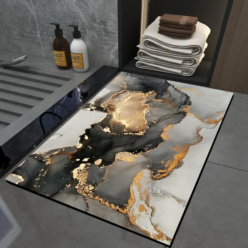 

Super Absorbent Non-slip Bath Shower Mat Marble Diatomaceous Earth Quick Dry Floor Rug Bathroom Kitchen Toilet Soft Dropshipping