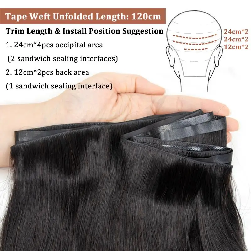 Invisible Long Tape PU Weft Human Hair Bundles Real Natural Hair Seamless & Glueless Injected Tape In Extensions Thick Ends human hair extensions