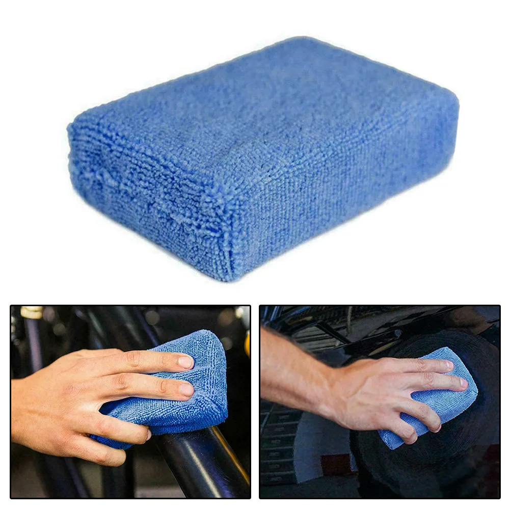 

Car Waxing Polish Sponges Microfiber Applicator Sponge Pad Detailing Wax Applicator Absorbent Sponge Cleaning Wash Tool Blue