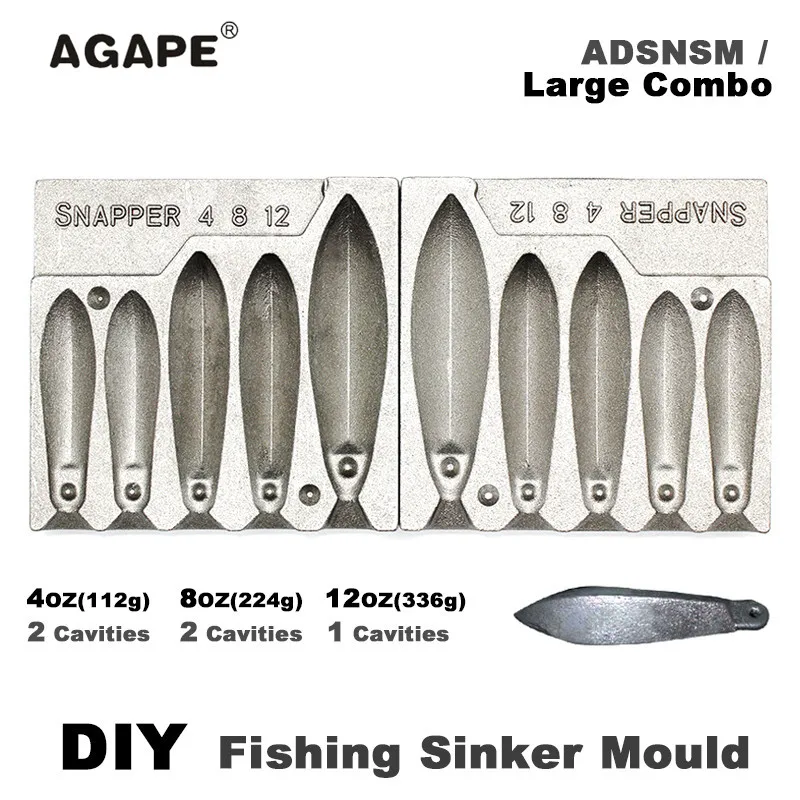 agape-diy-fishing-snapper-sinker-mould-adsnsm-large-combo-snapper-sinker-112g-224g-336g-5-cavities