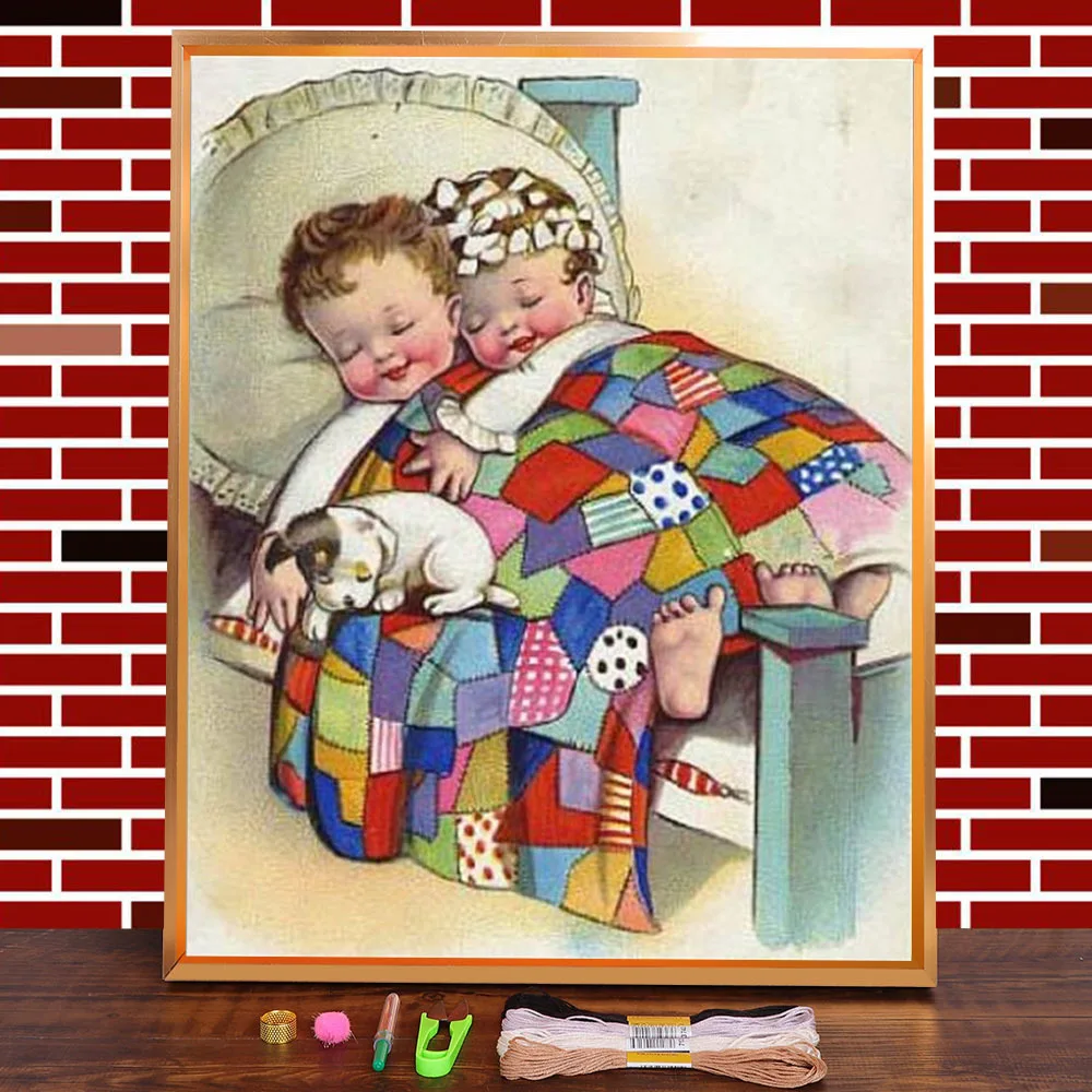 Baby Child Printed Fabric 11CT Cross Stitch Complete Kit Embroidery DMC Threads Hobby Handmade Handiwork Painting Promotions |