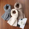 100% Wool Knitted Long Scarf For Women Winter Autumn Soft Warm Solid Luxury Cashmere Shawls Neck Protect Scarves Men 170cmx11cm