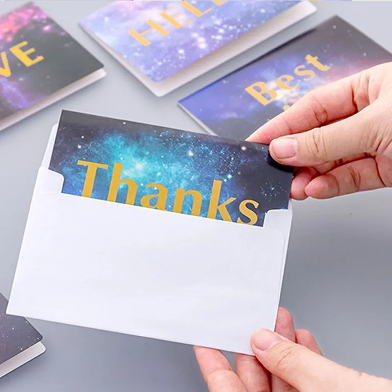 1pcs Envelope Starry Sky Greeting Card Message Half Fold Mini Office Supplies Thanksgiving Gift Writing  Student Stationery