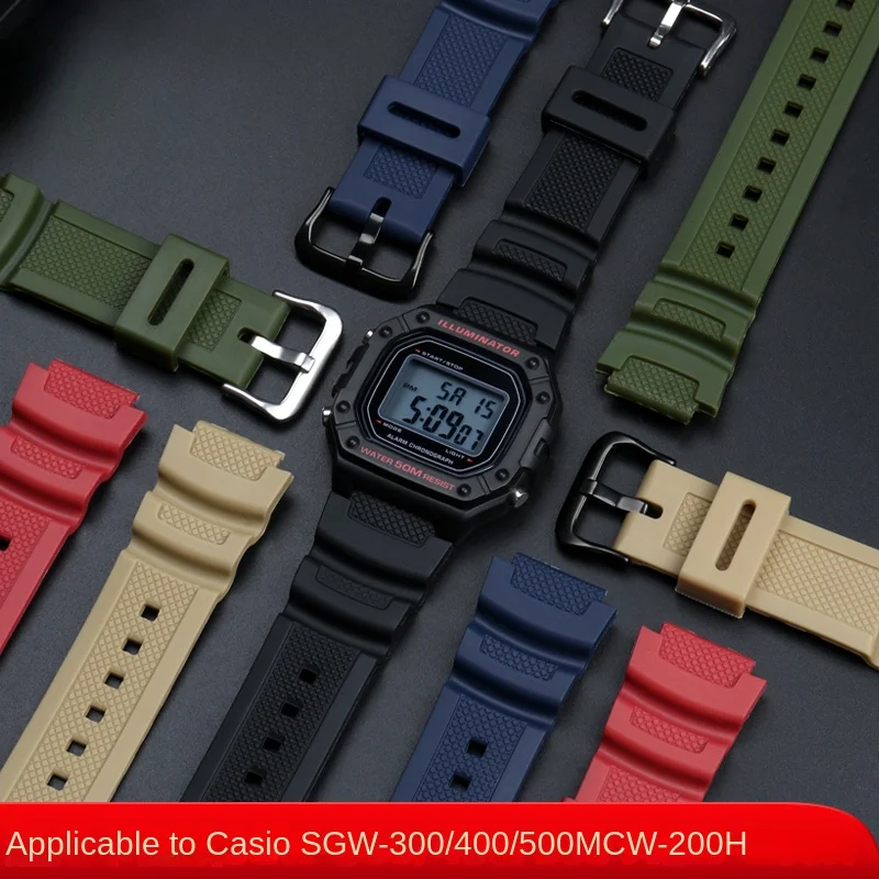 Polso Rosso Verde In Gomma Antisudore Di Alta Qualità Per Casio Ae-1200/Ae-1000W F-108Wh Aq-S800W/S810W Accessori Morbidi Da Uomo In Silicone