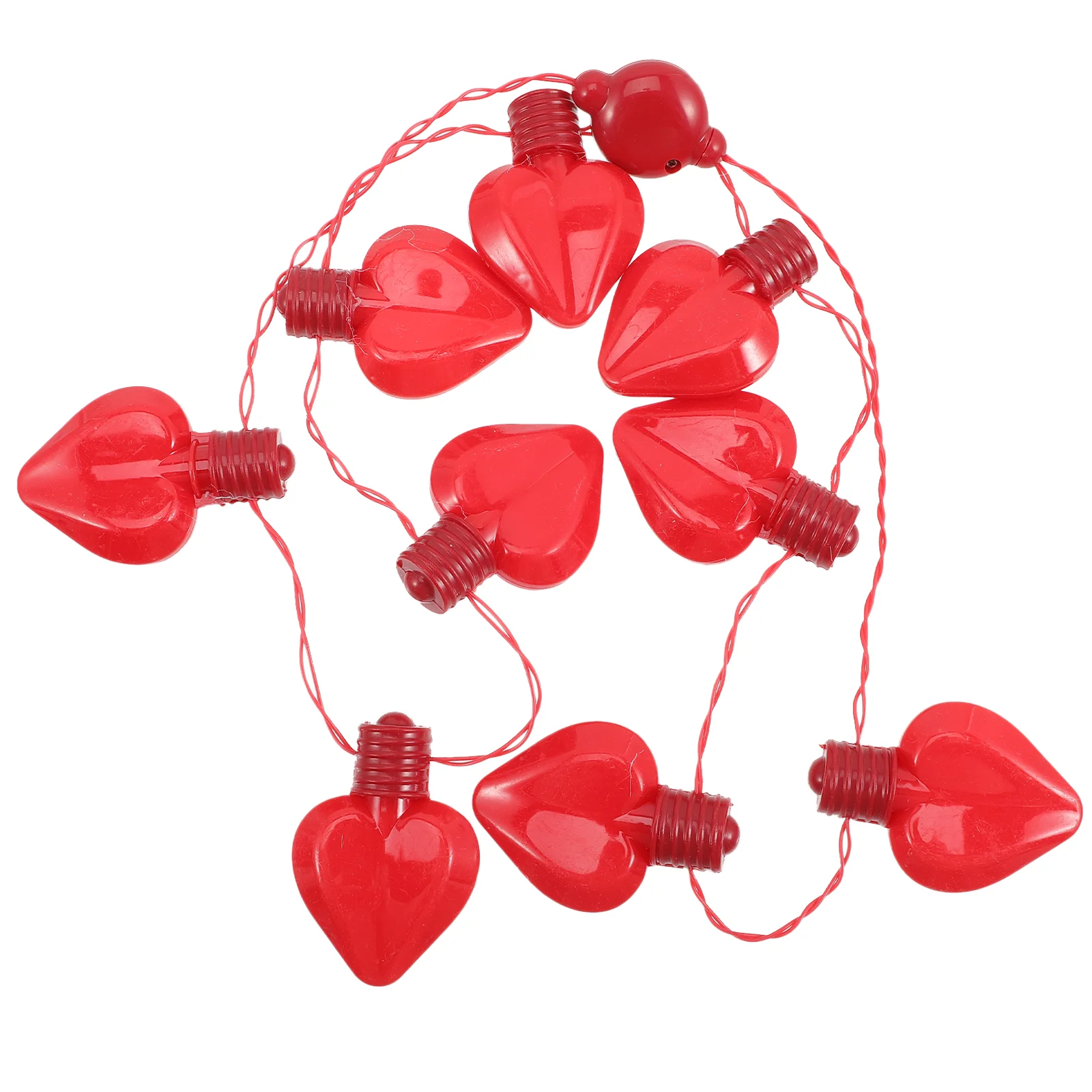 

9 Light Heart Necklace Red Luminous Glow for Party Flash Valentine's Day Decor LED Plastic Bulb Birthday Night Lamp