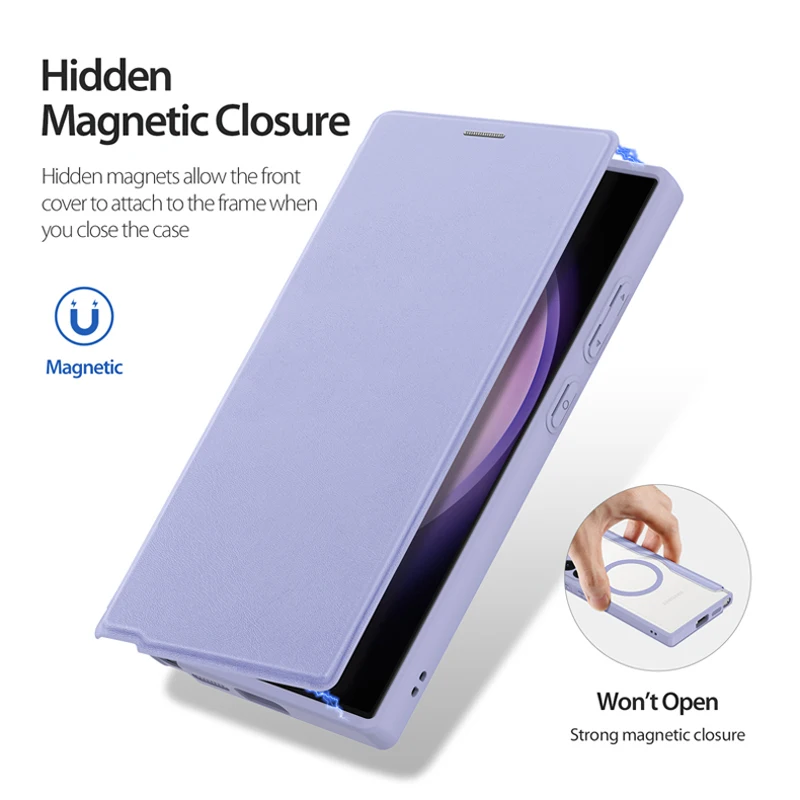 For Samsung Galaxy S24 Ultra Case DUX DUCIS Skin X Pro Folio Magnetic Leather Flip Stand Cover with Card Slot for S24 Plus