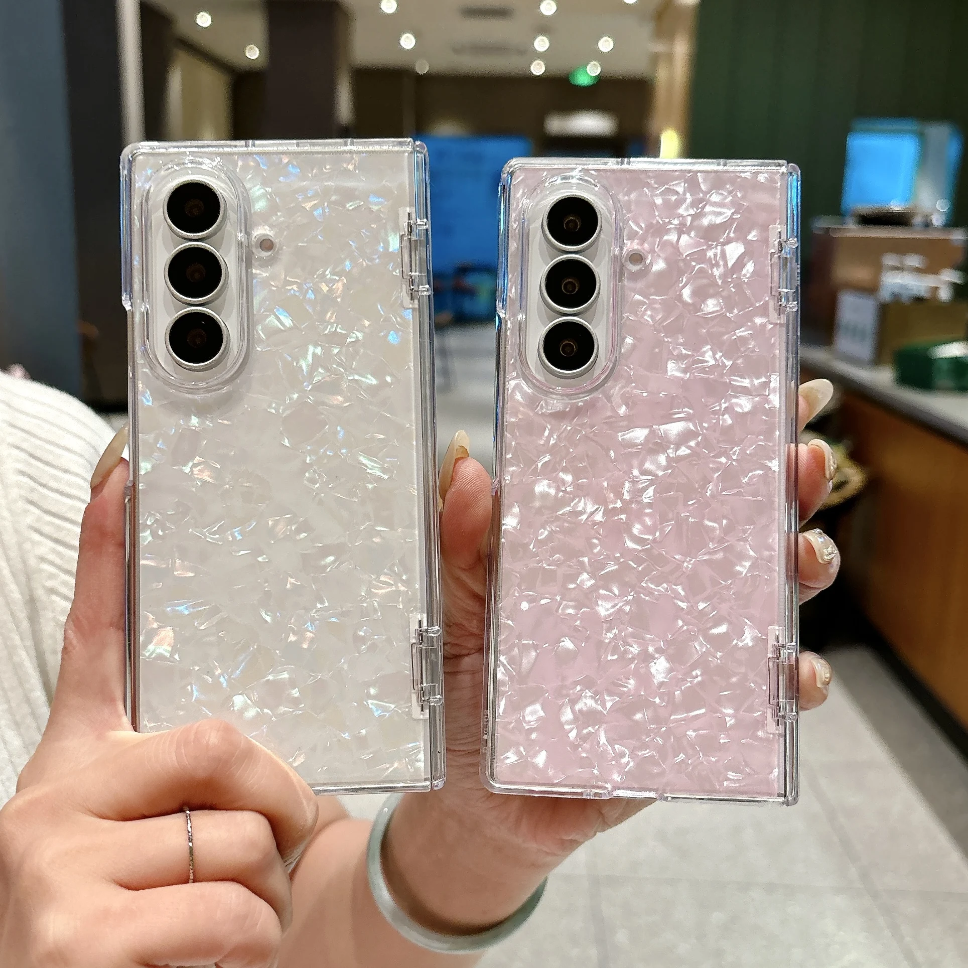 Glitter Dream Shell Phone Case with Spring Hinge Protection