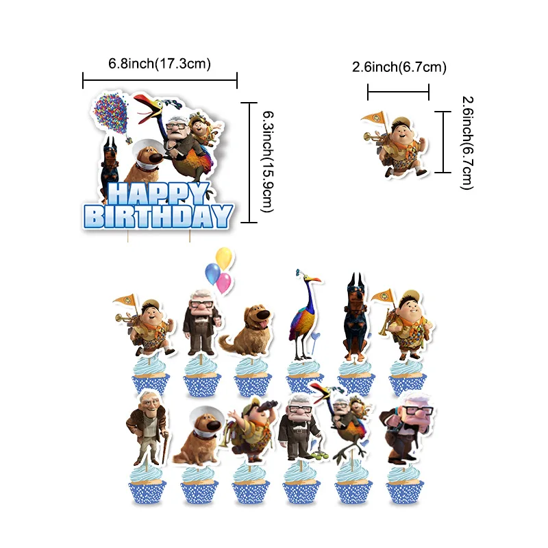 Disney UP Theme Birthday Party Supplies Carl Russell Feiwu Balloon Flag Cake Topper Baby Shower Wed Decor Home Garden Backdrop