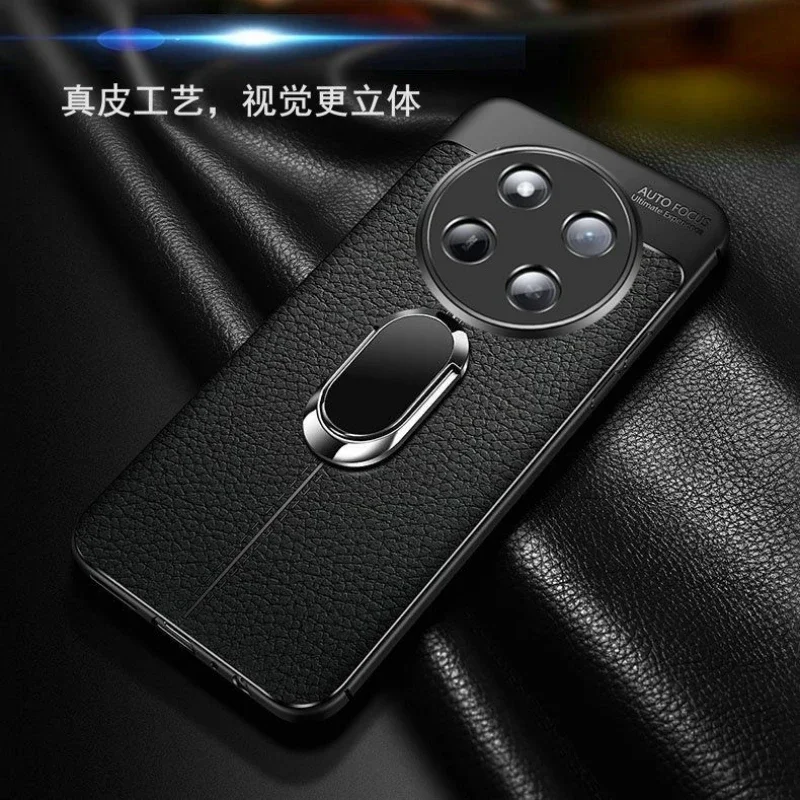 Luxury Magnetic Ring Holder Case - Shockproof PU Silicone Protective Shell