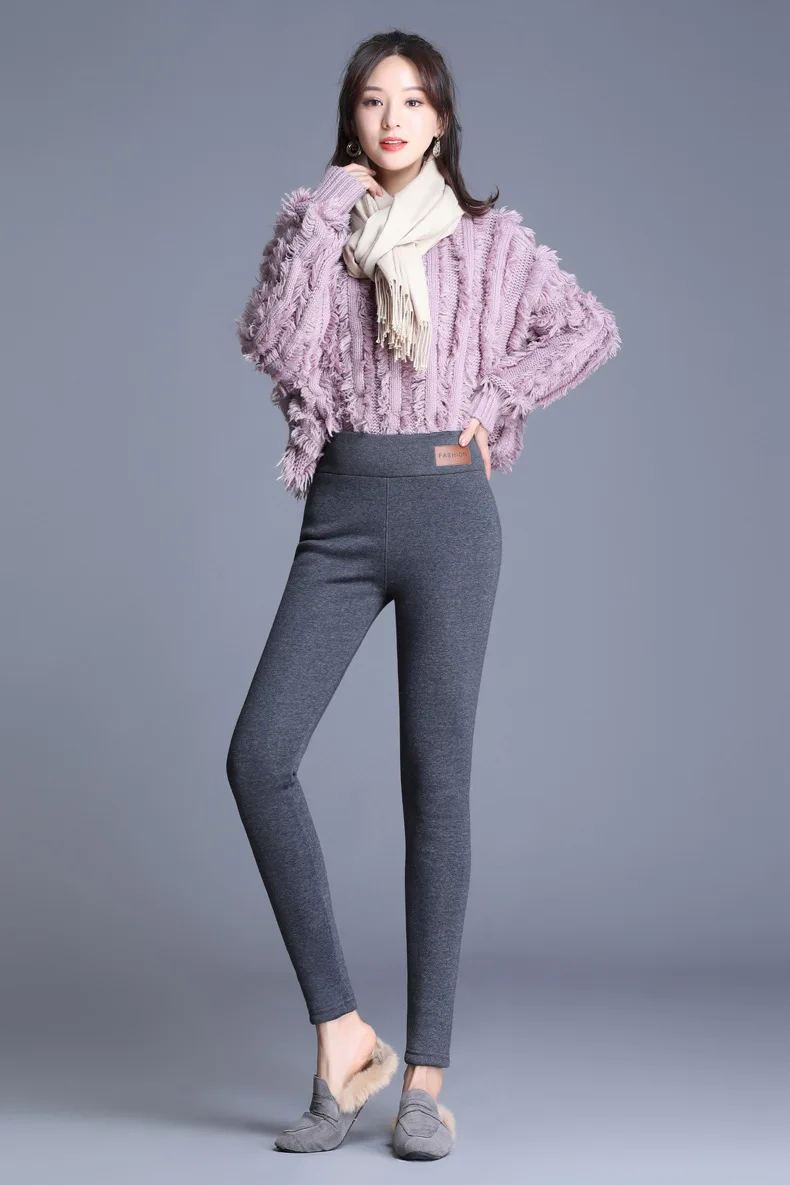 Women Solid Comfortable Stretchy Thermal Plus Size Fleece Lined Velvet Keep Warm Pants Winter Women Leggings High Waist Leggings