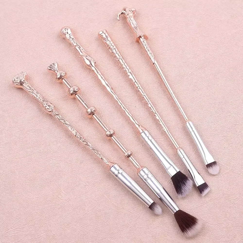 5PCS Professional Makeup Brush Set Soft Bristles Metal Handles Smooth Makeup Application Includes Eyeshadow Powder Makeup Tools