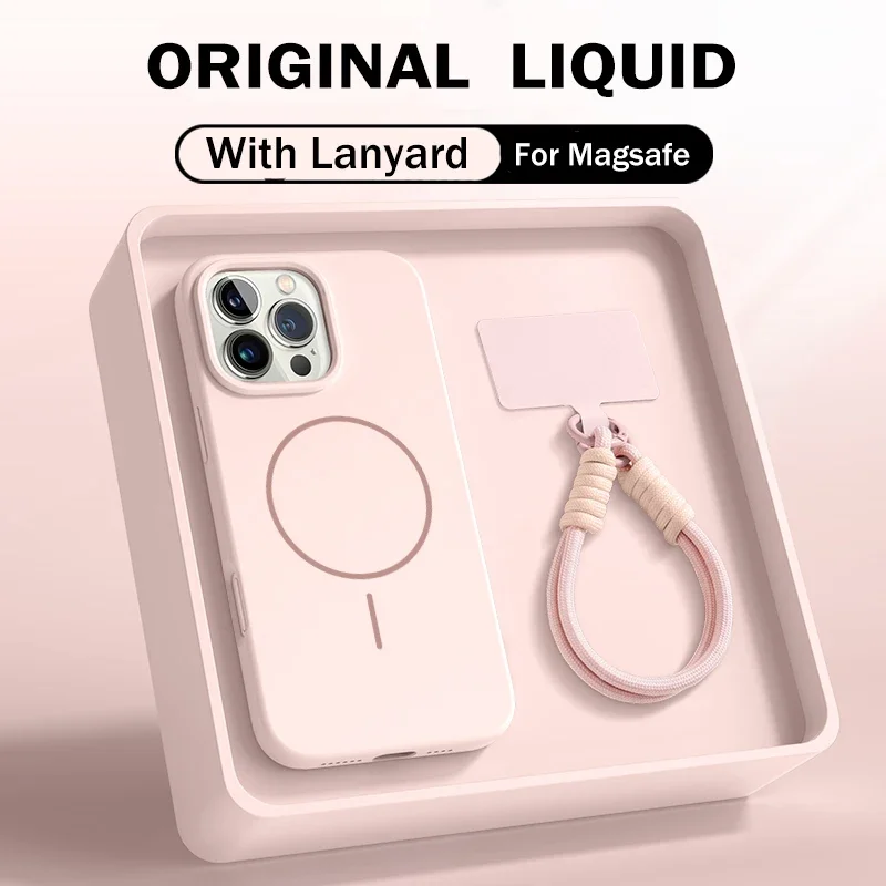 Premium Liquid Silicone Lanyard Strap Case with Magnetic Soft Cover