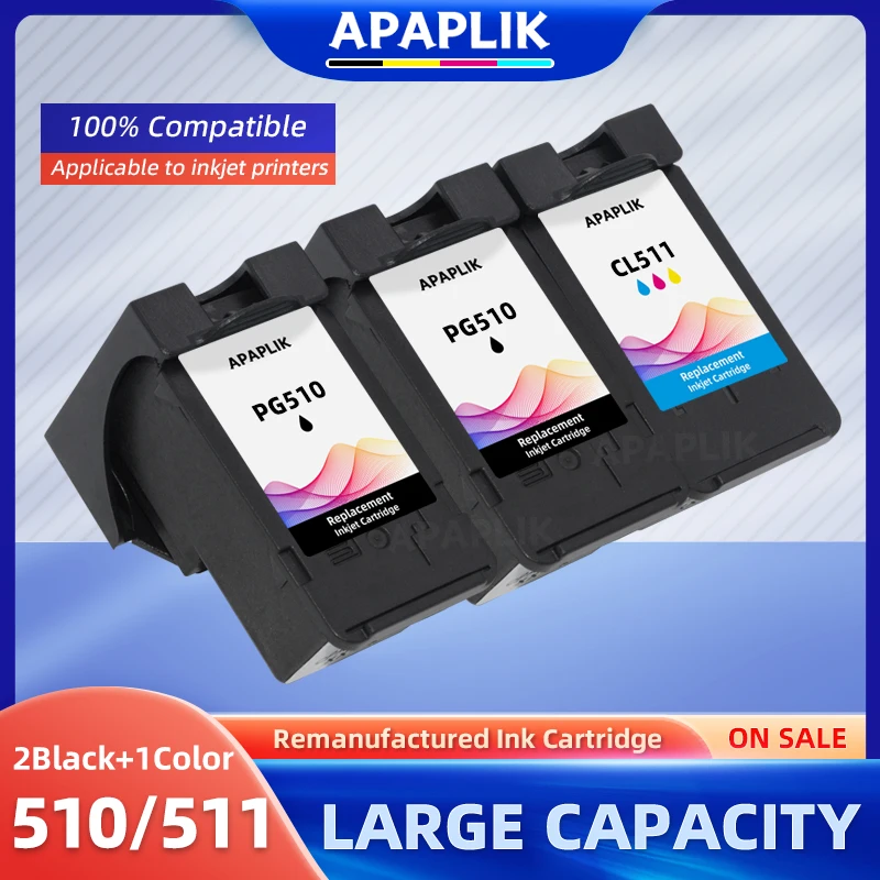 

APAPLIK Compatible Ink Cartridge PG 510 CL 511 For Canon PG510 CL511 PIXMA MP250 MP230 MP240 MP260 MP270 MP272 MP280