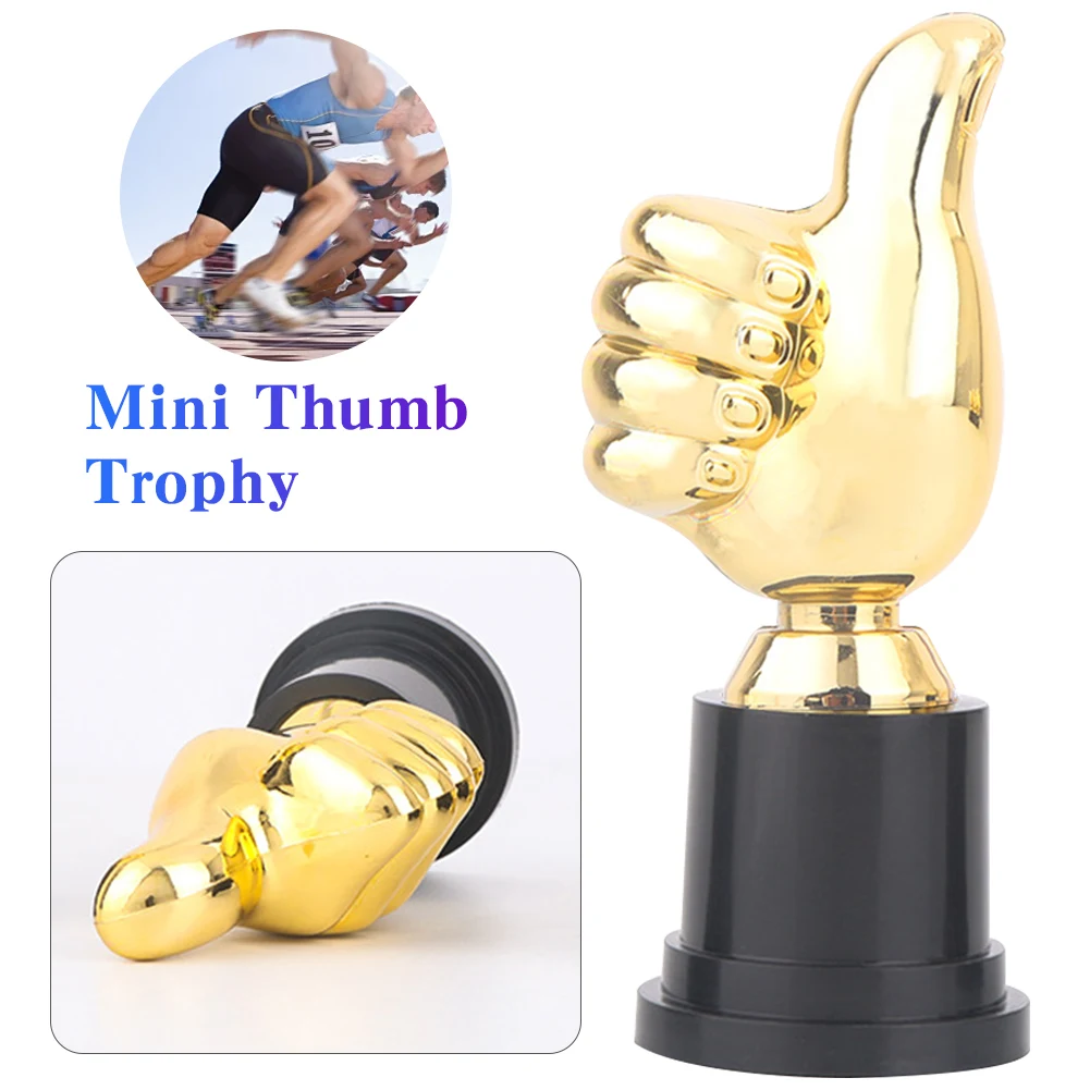 Thumbs Up Trophy Plastic Gold Trophies Encouragement Competition Winner Prize 5in High for Home Desktop Decor