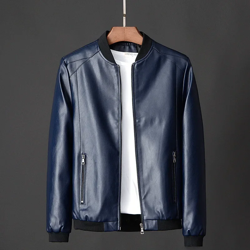 Description Picture 4 of itemLeather Bomber Jacket Men Korean Fashion Mens Clothing Black Biker PU Baseball Jacket Trend Casual Slim Coat Asian Size 8XL