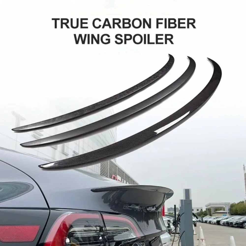 100% Real Carbon Fiber V-Style Rear Spoiler Wing – Fits Tesla Model 3 2017-2023