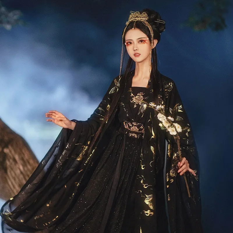 Women's Hanfu Fengque Pavilion Han Chinese Clothing Fairy Ancient Style Waist-High Ruqun Gilding Super Student Costume