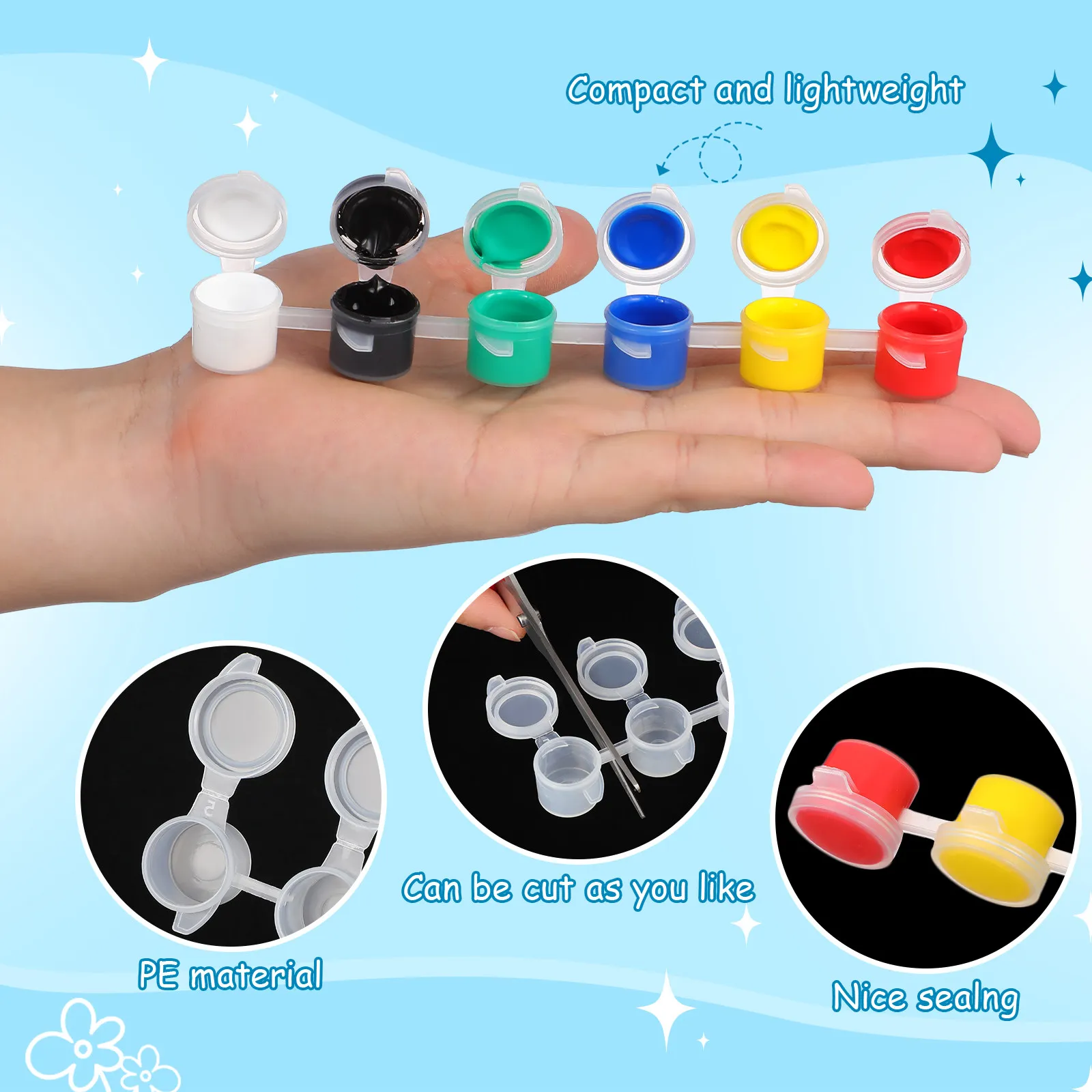 5Pcs 빈 페인트 포트 보관 용기 그림 미술 용품을위한 작은 투명 페인트 컵 편리한 빈 페인팅 용품