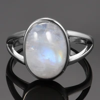 S925 Silver Ring Natural Moonstone Jewelry Rings Gemstone Vintage Jewelry for Women Men Girls Gift Luxury