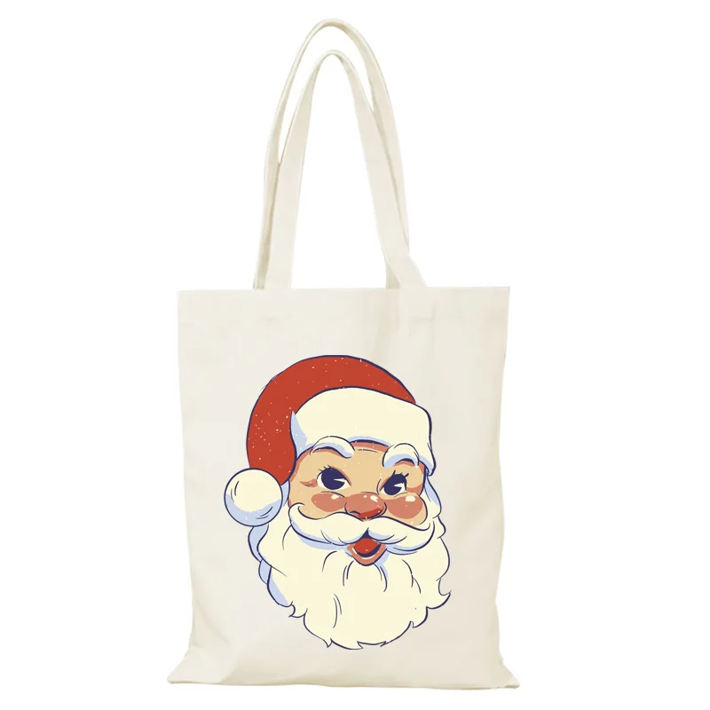 Neujahrsgeschenk Damen Einkaufstasche Cartoon die Einkaufstasche Frau Frohe Weihnachten Stofftaschen Handtaschen Eco Shopper Canvas Handtasche Mann – Detail 10