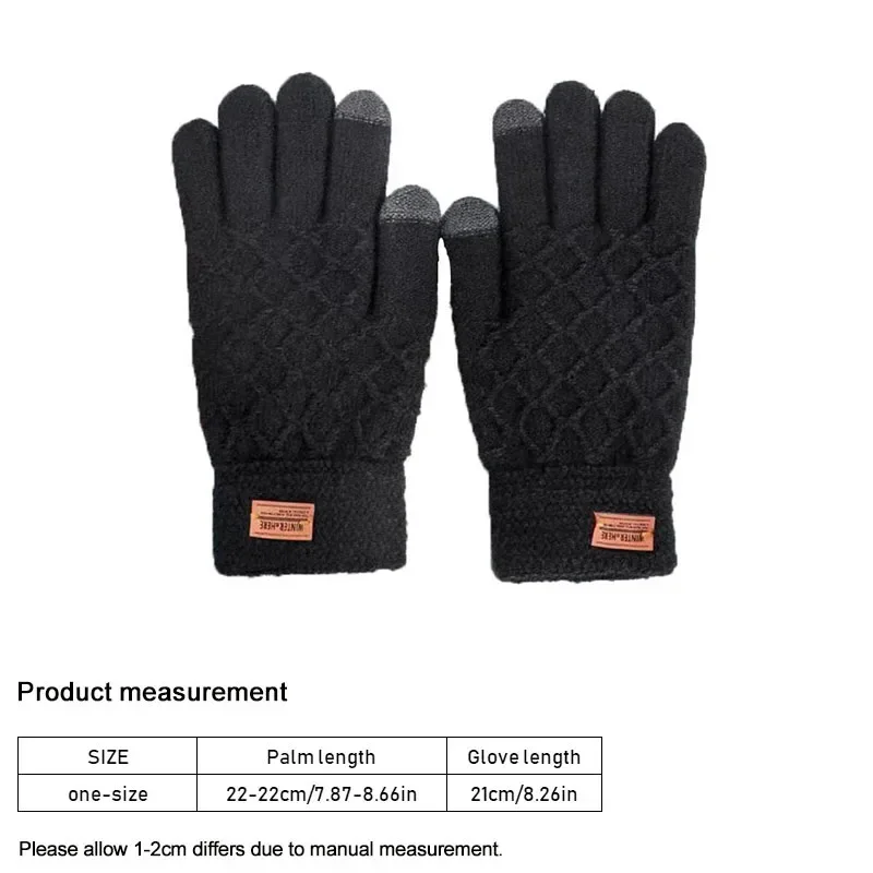 Autumn Winter Touch Screen Knitted Wool Plus Velvet Thickening Outdoor Riding Gloves for Men cycling gloves touchscreen gloves knitted gloves warm gloves Accessories Gifts