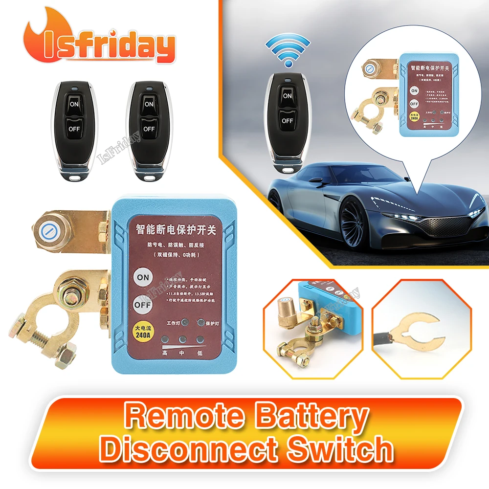 Remote Battery Disconnect Switch 12V 240A Kill Switch Automatic Power Shut  Off Switch Remote Control Switch for Auto