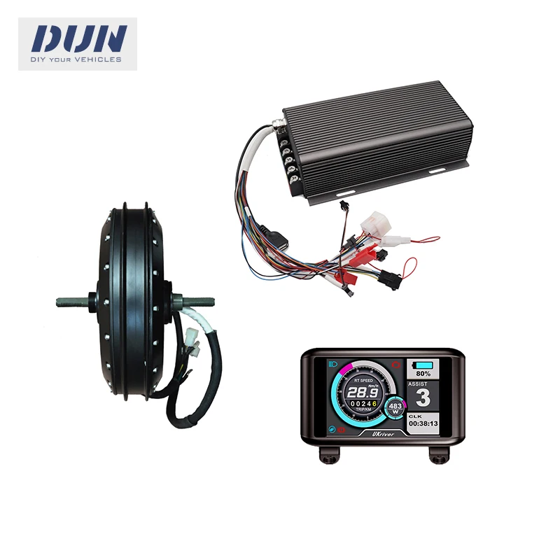 

QS 273 V3 4KW Peak 8000W 72V 100KMH Hub Motor with SVMC72150 and UKC1 Display for E-Moped Electric Bike