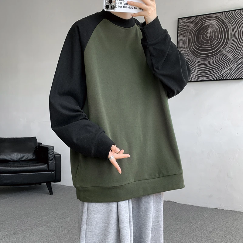 8XL-M280g raglan halvhög hals långärmad T-shirt herrbas tysk sweatshirt _voghion.com