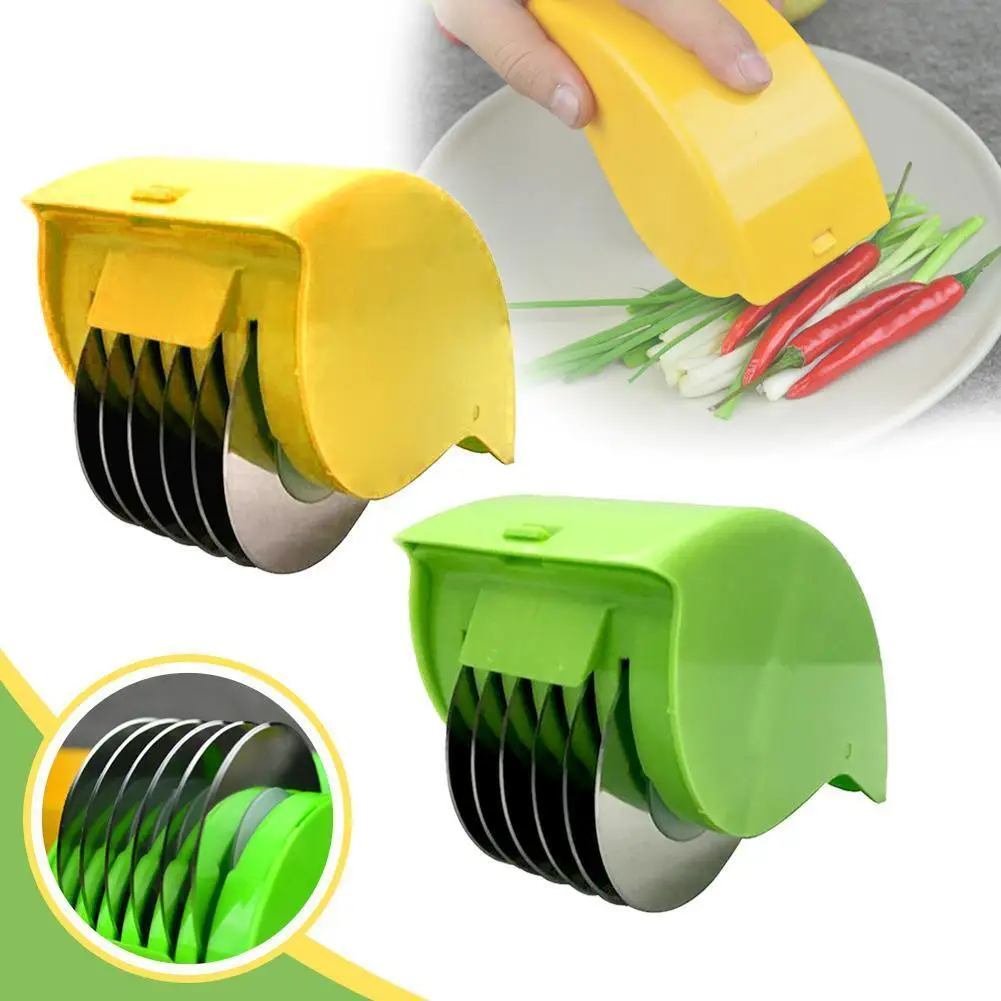 Parsley Chopper Roller Herb Roller Mincer Manual Vegetable Cutter with 6 Stainless Steel Blade Kitchen Vegetable Cutter Tool