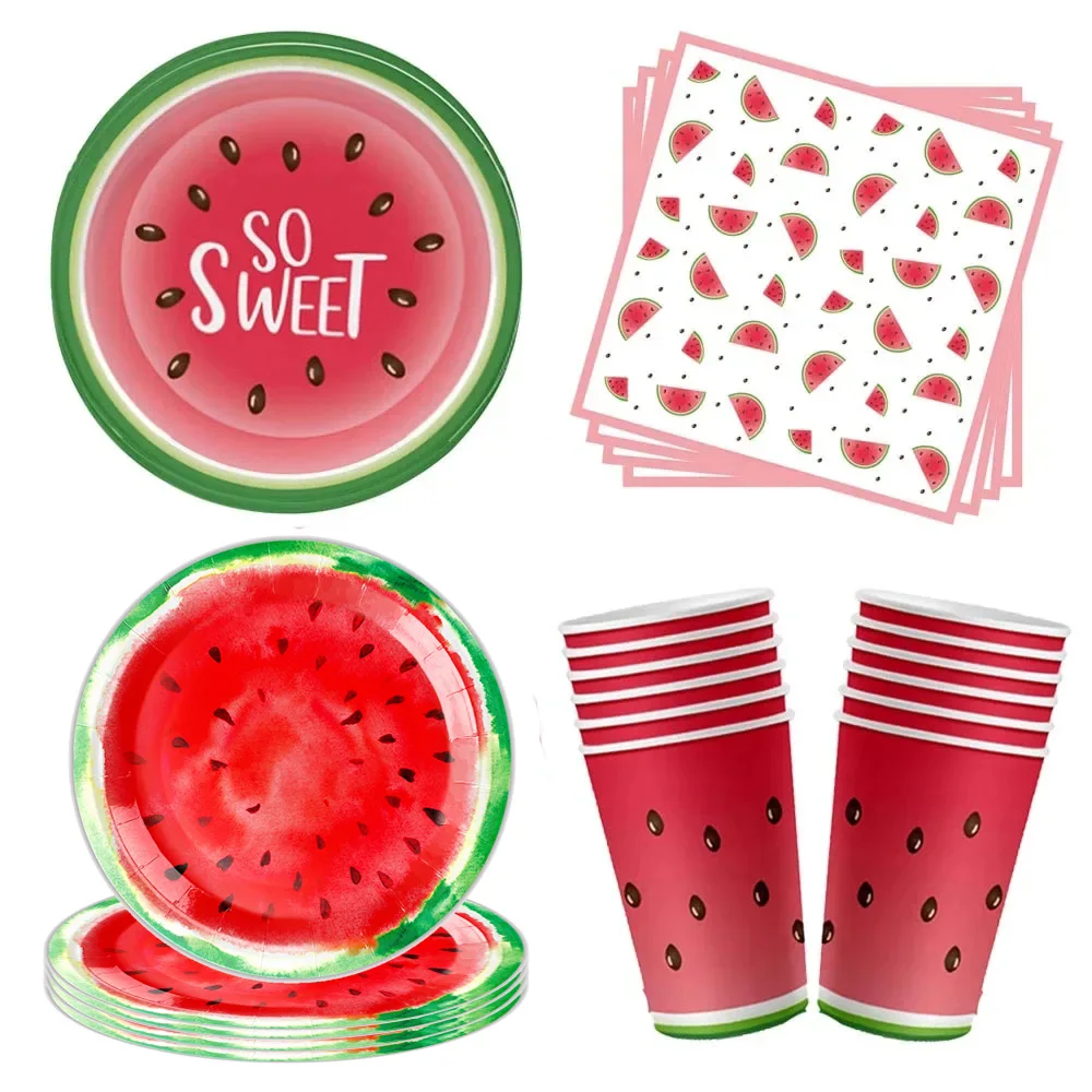 Watermelon Party Tableware Disposable Napkins Paper Plates Cups Summer Girls 1st Birthday Baby Shower Supplies,birthday tableware set,birthday party supplies,party supplies,disposable napkins