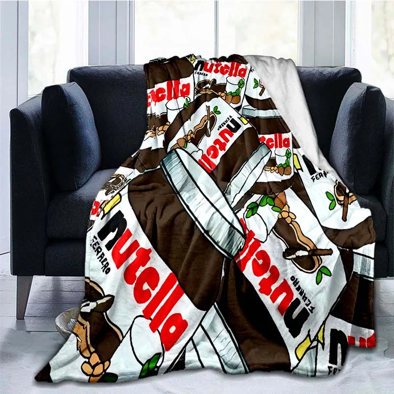 

Funny Cute Foods Nutella Blanket Cartoon White Brown Plush Flannel Throw Blankets Autumn Thermal Blanket Teens Adult Blanket