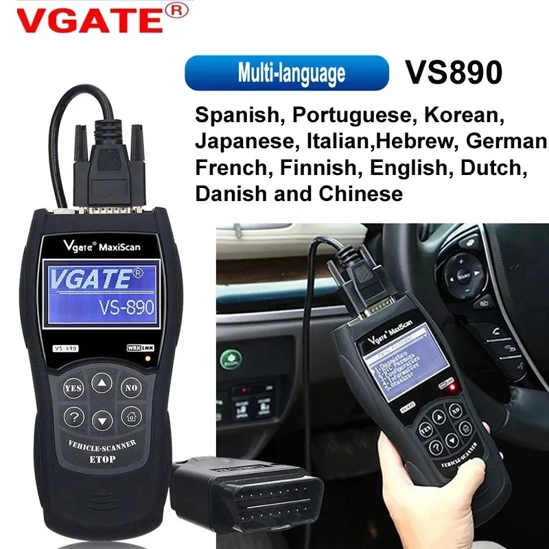 2024 Newest Versions Vgate VS 890 OBD2 Diagnostic Scanner VS890 SCAN Tool VS 890 CAN-BUS Multi-Languages OBD 2 Car Code Reader 4