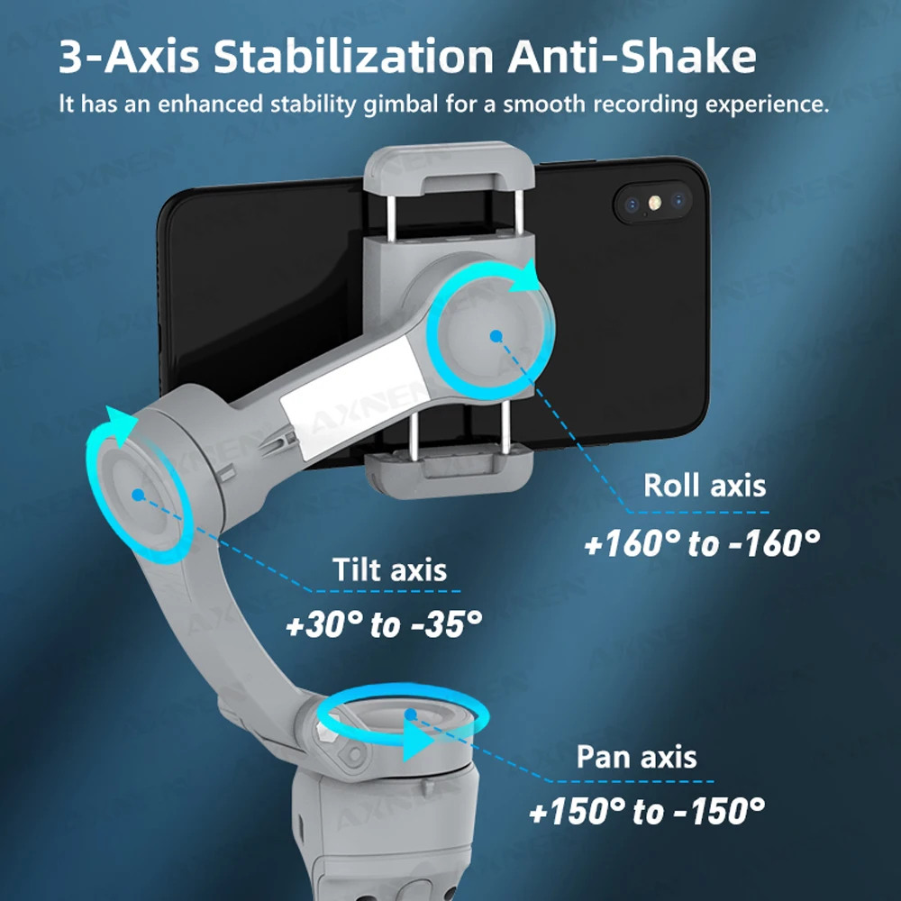 Smartphone Photography Kit HQ6 3 Axis Anti-shake Vlog Stabilizer with Fill Light Face Following for TikTok Travel Video Shoot Mobile Phone Handheld Gimbal