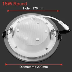 Enhanced Recessed Glass LED Ceiling Downlight with Driver, 6W - 18W, AC 85 - 265V - Natural White 4000K (18W Round)