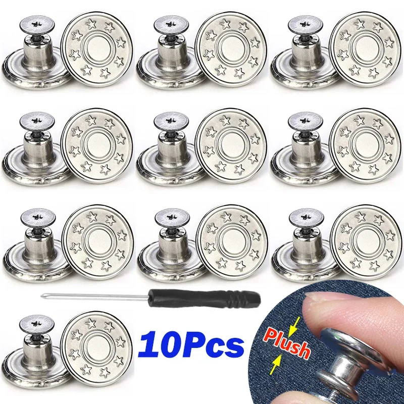 40 stuks schroef bronzen metalen knoppen voor kleding broeken jeans perfecte pasvorm voor taille aanpassen geen nagel metalen Jean-knoppen met schroevendraaier  15