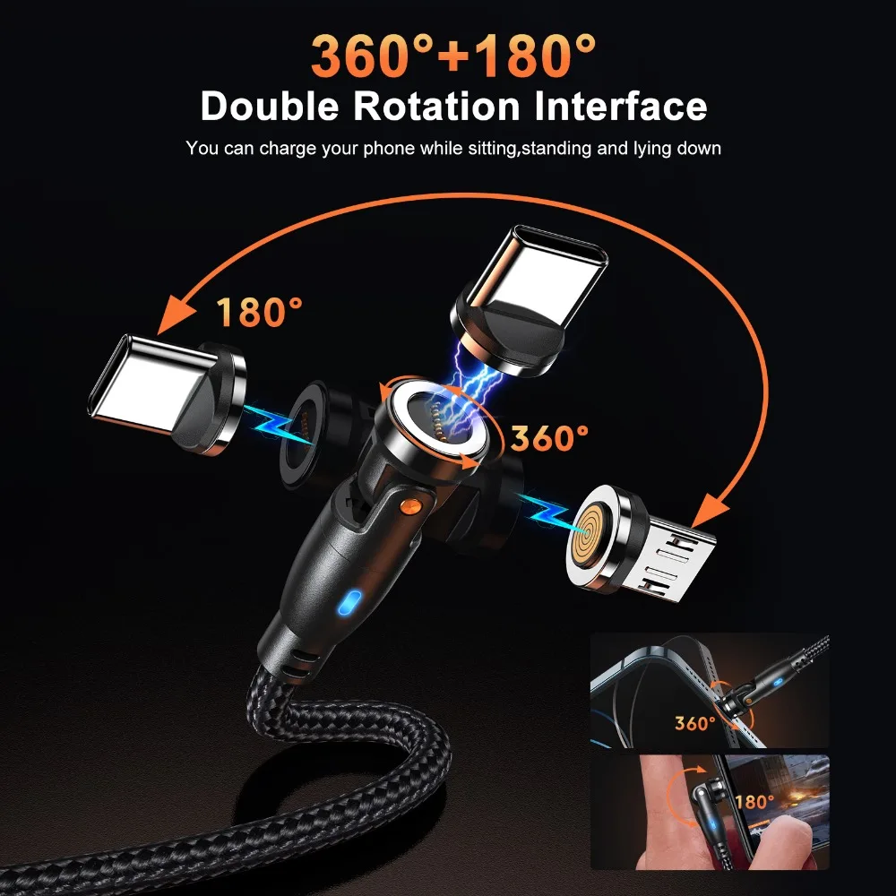 Revolutionary 9-Pin Magnetic USB Type C Cable - 3A Fast Charging & Data Transfer
