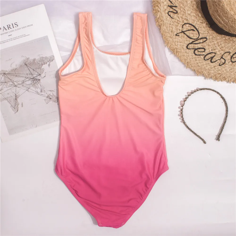 Children Girls Kids One Piece Swimwear Swimsuit Summer Outdoor Teen Students Bathing Swimming Suit Monokini